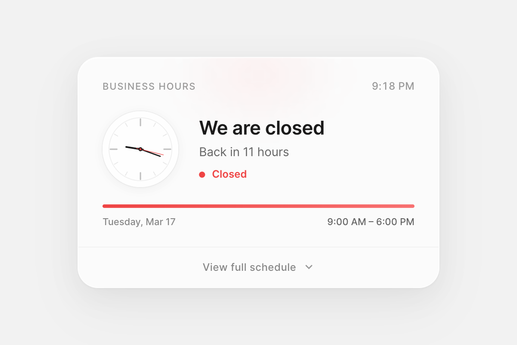 Business hours widget